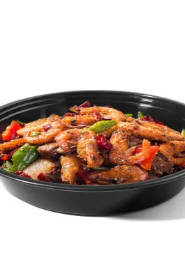 16 oz Black Plastic Bowls with Lids Disposable 150 Set