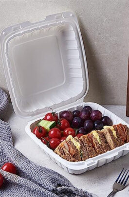 8" Microwaveable Plastic Clamshell Food Containers 150 pcs