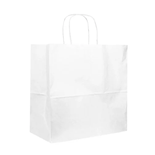 18" x 7" x 18" White Paper Bags with Handles Bulk 200 pcs