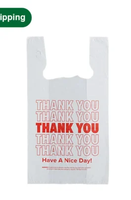 1/6 Disposable Thank You T-shirt Plastic Bags White 400pcs