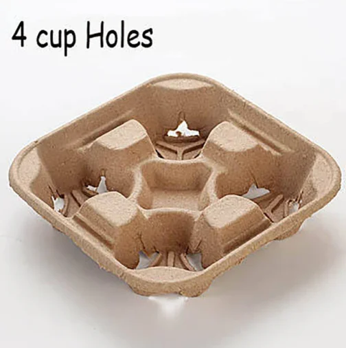 4-Cup Carriers Compostable Fiber 300pcs