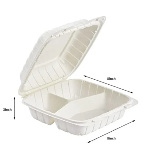 8'' 3 Compartments Microwaveable Plastic Clamshell Food Containers 150 pcs - Image 6