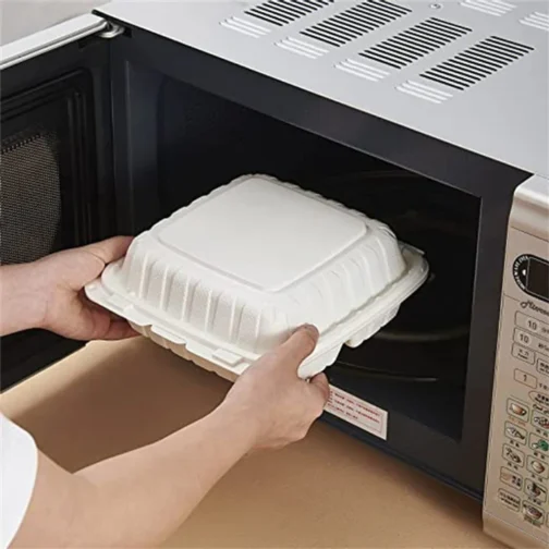 8'' 3 Compartments Microwaveable Plastic Clamshell Food Containers 150 pcs - Image 4