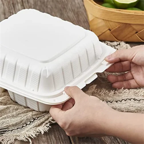 8'' 3 Compartments Microwaveable Plastic Clamshell Food Containers 150 pcs - Image 5