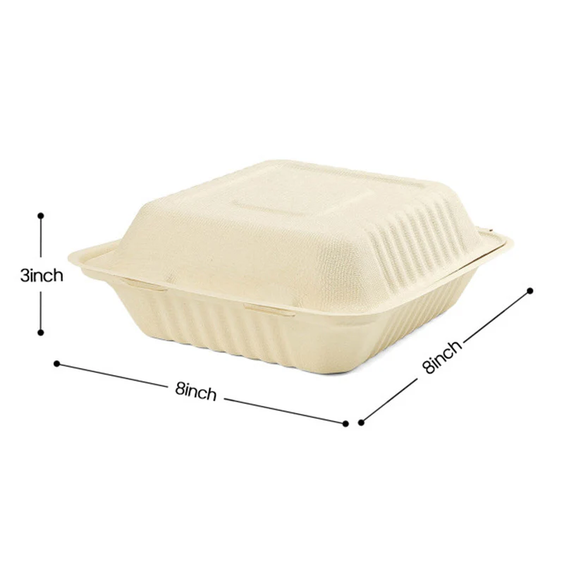 Sample 8"x8"x3" 3 Compartment Clamshell To Go Food Containers - Image 4
